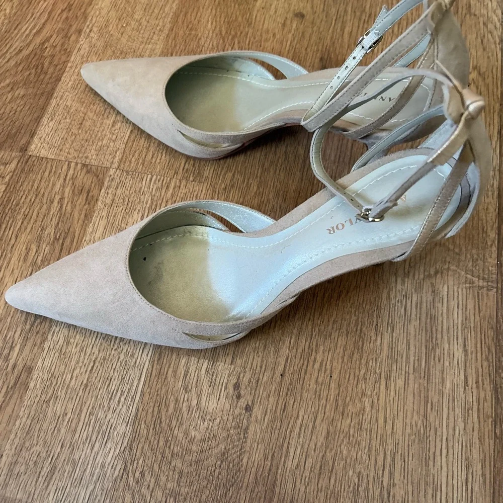 Ann Taylor Nude Pointed-Toe Ankle-Strap Pumps - Picture 6 of 9